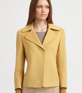 Wool/angora lend a soft hand to this sharply tailored jacket.Notched collarConcealed snap frontThree-quarter sleevesVented cuffsFully linedAbout 21 from shoulder to hem65% wool/35% angoraDry cleanImported of Italian fabricModel shown is 5'11 (180cm) wearing US size 4. 