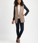 Zippered shawl collar, colorblocked sleeves and a unique back vent characterize this wool-rich jacket with a hint of cashmere. Zipper-detailed shawl collarLong sleevesFront flap pocketsBack ventFully linedAbout 31 from shoulder to hem75% wool/20% polyamide/5% cashmereDry cleanImported of Italian fabricModel shown is 5'9½ (176cm) wearing US size 2.