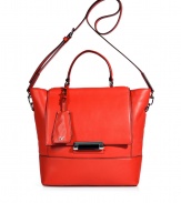 With a ladylike top handle and practical crossbody strap, Diane von Furstenbergs leather satchel is perfect choice for busy days - Flap with push-lock bar closure, zippered back pocket, satchel handle with lips mirror concealed in attached logo fob, removable belted crossbody strap, inside zippered back wall pocket, two front wall slot pockets, zippered front wall pocket, protective feet - Wear as a chic polish to tailored business looks