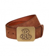 Stylish belt in camel brown leather - Medium wide, with a decorative, square metal buckle - Very high quality finish - A modern classic - elegant and trendy - Works as a harmonious complement to jeans - or as a sexy accent, for example, over a long cardigan