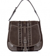 With stud-detailed suede and edgy-luxe styling this must-have shoulder bag from Belstaff brings downtown-ready style to any look - Front flap with stud trim and leather strap with buckle, adjustable leather shoulder strap, leather trim at base - Perfect for everyday use or pared-down off-duty cool