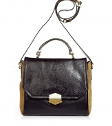 Stylish bag in fine black leather with white and brown accents - From the cult designer Marc Jacobs - Classic rectangular handbag shape with short handle, long shoulder strap and flap - Enough space for all the important items - Fits day perfect with business attire or more casual with jeans and knit dresses