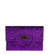 Pack a seriously stylish punch with this glitter-covered clutch from cult-favorite accessory designer Anya Hindmarch - Classic rectangle shape, front 14kt gold-plated twist-lock closure, allover glitter embellishment - Style with a sleek cocktail frock or a flirty club-ready look