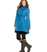 An flared shape lends feminine appeal to this Steve Madden trench coat -- perfect for transitioning to chillier weather.