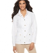 A lightweight jacket in fresh white is a crisp springtime essential, from Jones New York Signature.