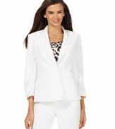 Nine West puts a chic spin on this suit separate, cropping the sleeves and adding ruched detail at the cuffs.