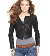 The ultimate top layer, Free People's faux leather jacket adds edgy appeal to any outfit!