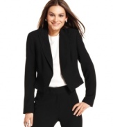 Nine West borrowed from the boys for this sleek number, tailored to look like a tuxedo jacket. A cropped,  asymmetrical hem makes for a flattering fit.