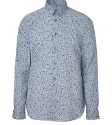 Infuse casual-cool into your off-duty look with this slim fit button down from PS by Paul Smith- Small spread collar, front button placket, button-detailed cuffs, rounded hem, all-over floral print - Style with chinos, a V-neck cardigan, and loafers