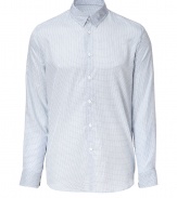 Amp up your casual look with this understated yet stylish button down from Marc Jacobs - Small spread collar, front button placket, all-over micro-pattern, slim fit - Style with slim trousers or jeans, a blazer, and oxfords