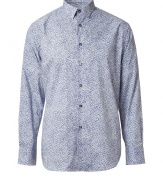 Upgrade your basic button-downs with this stylish floral print shirt from PS by Paul Smith - Small collar, contrast buttons, long sleeves, buttoned cuffs, shirttail hemline - Slim silhouette - Wear with jeans, chinos or corduroys for downtime or at the office