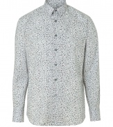 Perfect for work or play, this classic printed button-down from PS Paul Smith is versatile and incredibly stylish - Small spread collar, long sleeves, front button placket, slim fit, curved hem, all-over subtle floral print - Pair with straight leg jeans, chinos, or sleek trousers