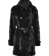 The epitome of elegance, Each Others mink coat is a lifetime investment of luxury - Spread collar, long sleeves, belted cuffs, double-breasted button-down front, side slit pockets, self-tie leather belt - Tailored feminine fit - Team with edgy separates and a finish of flawless accessories