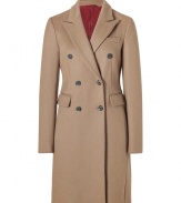 Work an edge of immaculate tailoring into your outerwear wardrobe with Closeds sharply cut classic wool coat - Peaked lapel, long sleeves, buttoned cuffs, double-breasted button-down front, flap and slit pockets, back vent - Sharply tailored fit - Team with everything from leather leggings and ankle boots to tailored sheath dresses and heels