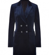 Finish your outfit on a festive note with Closeds rich navy velvet coat, an understated chic take on one of this seasons must-have looks - Peaked lapel, long sleeves, buttoned cuffs, double-breasted buttoned front, patch and slit pockets - Tailored fit - Perfect for finishing work to cocktail ensembles