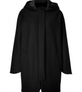 With a contemporary cut and cool modern drape, this wool-blend coat from See by Chlo? will add an edgy urbane finish to your outfit - Hooded, long sleeves, concealed front closures, paneled shoulders, side slit pockets, pleated back - Loosely draped fit - Wear with slim-fit trousers, chunky knits and biker boots