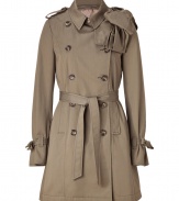 An ultra feminine take on the classic trench, Valentino R.E.D.s bow detailed version is a statement way to wear this essential style - Latched spread collar, long sleeves with tied sash at cuffs, oversized bow at shoulder, buttoned epaulettes, double-breasted button-down front, self-tie sash, buttoned kick-pleat, button-in faux-shearling lining - Tailored at the waist with a self-tie sash - Team with slim-fitting separates and chic leather accessories