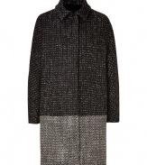 Perfect for wearing over polished daytime looks, Piazza Sempiones textural knit coat is a chic and versatile choice for all-season sophistication - Spread collar with hook closure, long sleeves, hidden front snaps, side slit pockets, contrast knit panel at hemline, back vent - Straight silhouette - Wear with sleek leather accessories and cashmere scarves