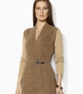 Lauren by Ralph Lauren's classic wrap vest is knit from plush combed cotton yarns with a luxe braided toggle for a heritage flourish.