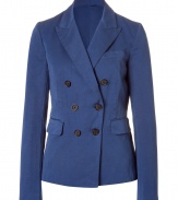 Bring high style to your look with this chic double-breasted blazer from Closed - Wide notched lapels, double-breasted with contrasting buttons, flap pockets, slim fit - Style with cropped trousers, a patterned blouse, and classic pumps