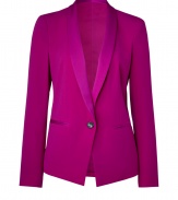 The classis tuxedo-style blazer goes bold with this neon-hued iteration from DKNY - Narrow lapels, long sleeves, single button closure, welt pockets, slim fit - Style with slim cropped trousers, a bold heel, and a simple leather clutch