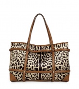 Carry your essential items in style with this ultra-luxe leather and animal print tote from Valentino - Classic carryall shape, two adjustable shoulder straps, animal print nylon front, leather detailed back and trim, embossed leather logo detail - Perfect for everyday use or for stylish traveling