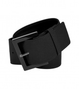 Cinch your look in style with this bi-fabric waist belt from Donna Karan - Wide belt with tonal buckle - Wear with a figure-hugging frock or over an open silhouette cardigan