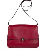 Classic handbag in luxurious burgundy leather - Features a single silver-colored stud closure - Slightly bulbous shape is smooth with large flap and long shoulder strap - Convenient inside compartments - Instant glamour upgrade for any simple outfit - Fits with leather pants, jeans or an elegant sheath dress