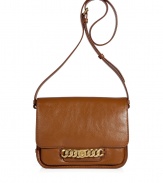 A chic sixties-inspired aesthetic informs this supple leather crossbody bag from Marc by Marc Jacobs - Front flap with gold-tone chain-detailed logo turn-lock closure, shoulder strap, back small patch pocket, textured leather - Perfect for off-duty looks or errands around town