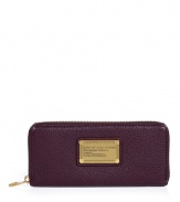 Stash away your essentials in Marc by Marc Jacobs carob brown pebbled leather zip-around wallet, complete with an eye-catching logo plaque for a lady-chic finish - Inside zippered coin pocket, bill slot, credit card slots - Perfect for finishing sophisticated daytime looks