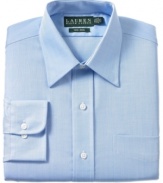 Timeless sophistication meets modern convenience with this non-iron herringbone dress shirt from Lauren Ralph Lauren.