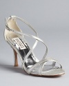 In soft and shining metallic suede, the Walda sandal from Badgley Mischka offers sophisticated style for fanciful fêtes.