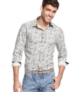 Say goodbye to boring button downs with this handsome paisley printed shirt by Sons of Intrigue. (Clearance)