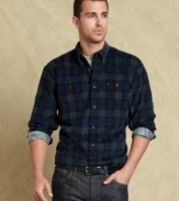 Tartan adds a classic patterned look to this slim-fit shirt from Tommy Hilfiger.