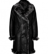 Inject a dramatic note into your luxe outerwear essentials with Etros jet black paisley print lambskin coat, detailed with textural fur trim for an ultra glamorous finish - Allover embossed paisley print, notched lapel, long sleeves, zippered pockets, slim straight cut - Pair with everything from jeans and boots to tailored cocktail sheaths