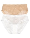 Briefs with geometric lace trim along the waist and leg bands, a flattering style from Natori.