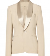 Invest in elevated style with this ultra-luxe blazer from Ralph Lauren - Satin detailed wide lapels, single button closure, single chest pocket, two welt waist pockets, tailored fit - Pair with slim fit trousers, a sleek button down, and classic pumps