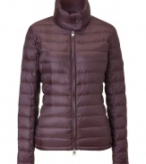 Lightweight and stylish, this quilted down jacket will keep you looking chic from season-to-season - Stand collar with snap detail, front zip closure, zip pockets, all-over quilt detail - Pair with jeans, wide leg trousers, or a mini-dress with ribbed tights