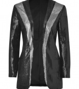 Inject bold style to your cocktail-ready look with this rock n roll-inspired sequin blazer from Faith Connexion - Open silhouette, long sleeves, welt pockets, fitted, all-over two-tone sequin embellishment - Style with sleek trousers or a sexy pencil skirt and heels