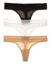 A lightweight thong with signature logo detail at hip from Calvin Klein.