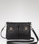 Two shiny turnlocks add gleaming glamour to this luxurious leather crossbody from MARC BY MARC JACOBS.