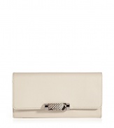 Bring a luxe accent to the everyday with this python-trimmed wallet from Michael Kors - Classic envelope shape, front flap with silver-tone detail with python trim, internal zip pocket with card slots - Perfect for everyday use or as a thoughtful gift