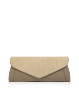 Inject sophisticated style into your cocktail-ready look with this luxe neutral-hued clutch from See by Chloe - Envelope shape with glossy embossed-leather front flap opening, pouch shape, small internal zip pocket  - Style with a floral cocktail frock and metallic sandals