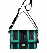 Make a bold statement with this shimmering colorblock bag from cult-favorite accessory designer Anya Hindmarch - Front flap with logo-detailed push-lock closure, carrying handle, convertible shoulder strap, multicolored panels, crinkled leather - Pair with a slinky cocktail frock or wide leg trousers and a silk blouse