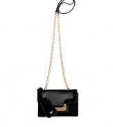 A mini version of the must-have Harper silhouette, this Diane von Furstenberg crossbody bag will update your cocktail-ready look - Front flap with magnetic snap closure, back slit pocket with hidden magnetic snap, lip-shaped mirror attached to handle, chain detailed shoulder strap, red interior, inside zippered back wall pocket, back logo detail - Pair with a flirty frock and heels