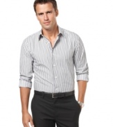 In a classic grosgrain stripe, this shirt from Perry Ellis is a clean, sophisticated look for any occasion.