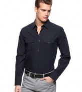 The plaid on this woven shirt from Calvin Klein will definitely change your normal workweek pattern.