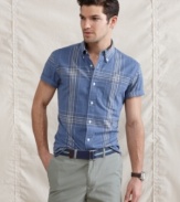 Pattern your look after classic preppy style with this plaid shirt from Tommy Hilfiger.