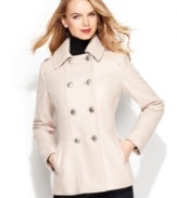 Seamed bands at the waist give Kenneth Cole Reaction's pea coat a defined, feminine look.