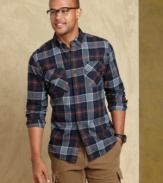 Change up your plaid look with this long-sleeved shirt from Tommy Hilfiger.